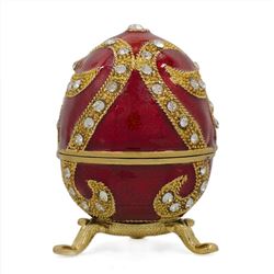 Oriental Style Red Enamel Royal Inspired Russian Easter Egg 2.75 Inches