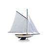 Image 1 : Wooden Bermuda Sloop Dark Blue - White Sails Model Sailboat Decoration 17"