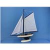 Image 3 : Wooden Bermuda Sloop Dark Blue - White Sails Model Sailboat Decoration 17"