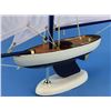 Image 4 : Wooden Bermuda Sloop Dark Blue - White Sails Model Sailboat Decoration 17"
