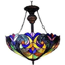 Victorian 2 Light Inverted Ceiling Pendant Fixture 18" Shade