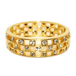 Goldtone & Clear Rhinestone Bangle Hinge Bracelet