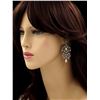 Image 2 : Rhodium Plated Clear Crystal Pearl Chandelier Drop Dangle Earrings