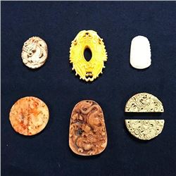 Asian Dragon & Phoenix Composite Stone Carvings, Pendants, Totems, Amulets