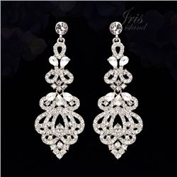 Edwardian Style Czech Crystal & Rhinestone Drop Dangle Earrings