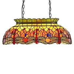 "ANISOPTERA PURITY" Tiffany-style Dragonfly 3 Light Ceiling Pendant 28" Wide