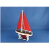 Image 3 : Wooden It Floats 12" - Red with Red Sails Floating Sailboat Model