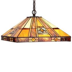 "ELY" Tiffany-style 2 Light Hanging Pendant Fixture 16" Shade