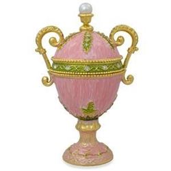 5.5" Amphora Pink Enamel Faberge Inspired Egg Figurine