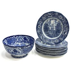 Collection of English Staffordshire Blue Transferware