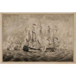 19thc Signed Maritime Watercolor Painting