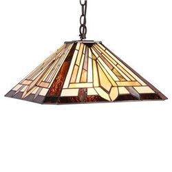 "DENTON" Tiffany-style 2 Light Mission Hanging Pendant Fixture 16"