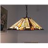 Image 3 : "DENTON" Tiffany-style 2 Light Mission Hanging Pendant Fixture 16"