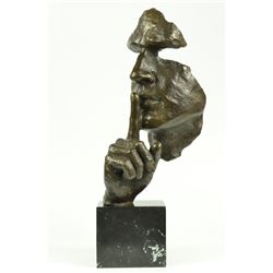 SILENCE Abstract Bronze Mask Sculpture 18" x 8"