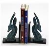 Image 2 : Impala Gazelle Antelope Bronze Metal Bookend Sculpture on Marble (Pair) 10" x 6"