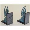 Image 4 : Impala Gazelle Antelope Bronze Metal Bookend Sculpture on Marble (Pair) 10" x 6"