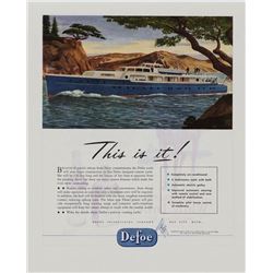 Original c1946 Defoe Luxury Yacht Advertisement