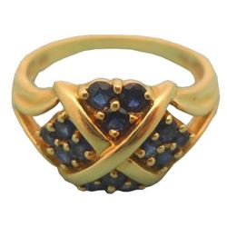 Antique 14kt Yellow Gold Blue Sapphires Ring