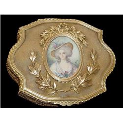 Signed French Miniature Dore Jewel Box