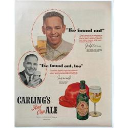 1947 Carling's Red Cap Ale, Jack Kramer Tennis Magazine Ad