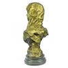 Image 2 : Art Deco Gilt Bronze Female Goddess Bust Bronze Sculpture Great Detail Statue