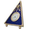 Image 1 : 5" Faberge-Inspired Blue Triangle Enameled Guilloche Russian Antique Style Clock