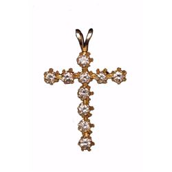 14k Yellow Gold Cross Pendant W/ .40ctw