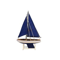 Wooden It Floats 12  - Blue Floating Sailboat Model with Blue Sails