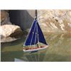 Image 2 : Wooden It Floats 12" - Blue Floating Sailboat Model with Blue Sails