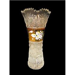 Handcrafted Czech Caesar Crystal Enameled Vase