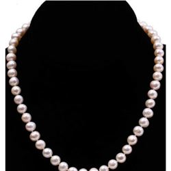 8-9mm White Round Freshwater Cultured Pearl 18" Necklace