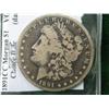 Image 1 : 1891-CC MORGAN SILVER DOLLAR