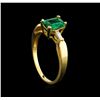 Image 4 : 0.80 ctw Emerald and Diamond Ring - 14KT Yellow Gold