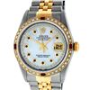 Image 1 : Rolex Mens 2 Tone 14K Mother Of Pearl String Diamond & Ruby Datejust Wristwatch