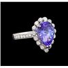 14KT White Gold 3.73 ctw Tanzanite and Diamond Ring