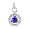 6.85 ctw Tanzanite and Diamond Pendant - 14KT White Gold