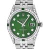 Rolex Mens Stainless Steel Diamond Lugs Green Diamond & Emerald Datejust Wristwa