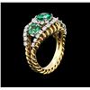 Image 3 : 1.87 ctw Emerald and Diamond Ring - 18KT Yellow Gold