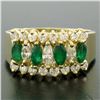 Image 6 : 14k Yellow Gold 2.02 ctw Prong Marquise Emerald & Diamond Quality Pyramid Ring
