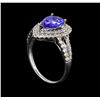 Image 4 : 1.70 ctw Tanzanite and Diamond Ring - 18KT White Gold