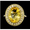 Image 2 : 4.22 ctw Citrine Quartz  and Diamond Ring - 14KT Yellow  Gold