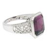 Image 4 : 14k White Gold Filigree Ring w/ Large Emerald Cut Deep Wine Red Rhodolite Garnet