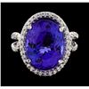 Image 2 : GIA Cert 14.65 ctw Tanzanite and Diamond Ring - 14KT White Gold