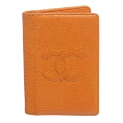 Chanel Orange Caviar Leather CC Logo Small Bifold Cardholder Wallet
