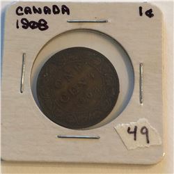 Very Nice 1908 Canada Large Cent in a Old Holder