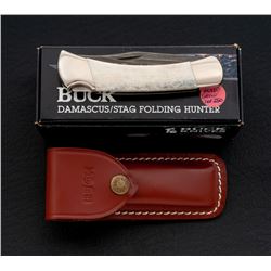 Scarce Damascus Buck 110 Folding Knife