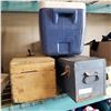 Image 1 : BEACH TOOL BOX AND WOOD TOOL BOX AND COLEMAN COOLER