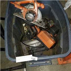 TOTE OF RIDGID CORDLESS TOOLS AND MORE