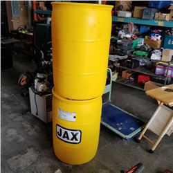 2 YELLOW PLASTIC DRUMS 55 GALLONS EACH