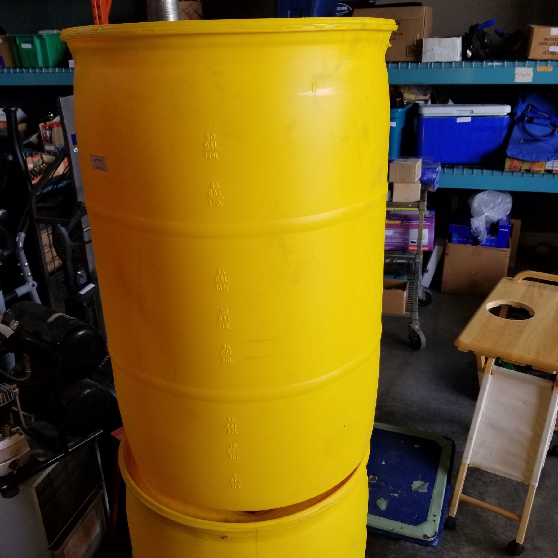2 YELLOW PLASTIC DRUMS 55 GALLONS EACH 2-yellow-plastic-drums-55-gallons-each